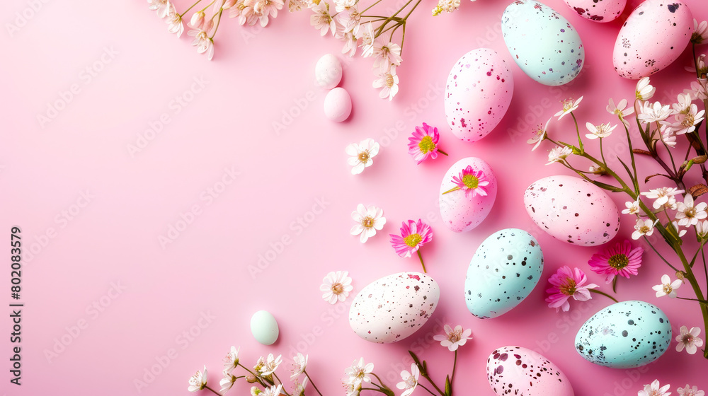 Happy Easter Frame Background in Soft Pink
