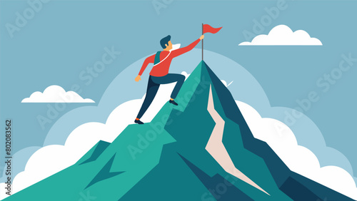 A mountain climber reaching the peak symbolizing the determination and perseverance it takes to reach recovery milestones..