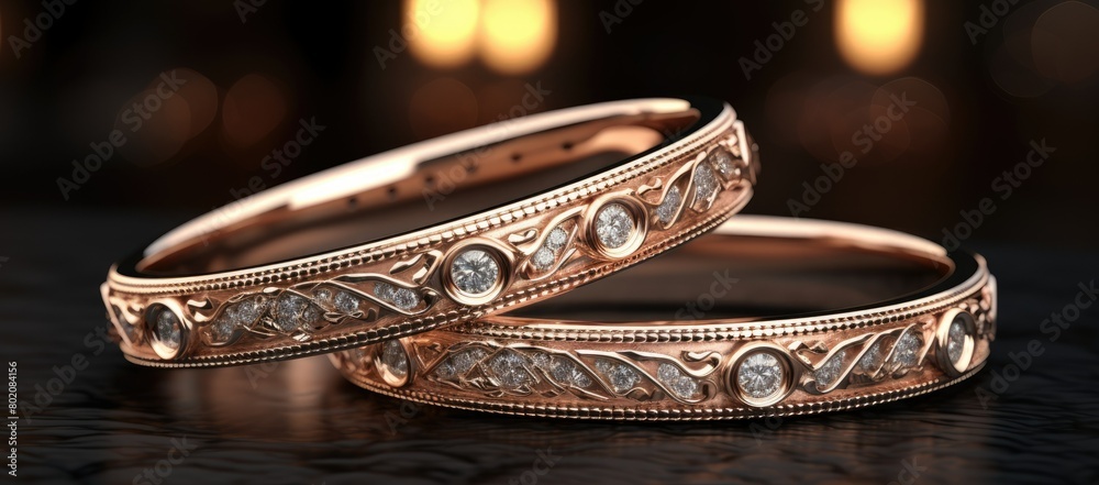 Wedding rings on table Wedding rings on table