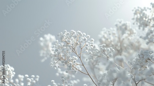 Gypsophila, soft white background, polished magazine appearance, even lighting, straighton camera © Pniuntg