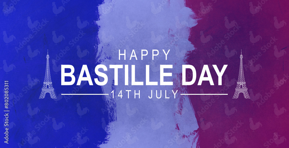 Happy Bastille Day on 14 july Vector Illustration with French Flag and Eiffel Tower in Flat Cartoon Hand Drawn for Landing Page Templates
