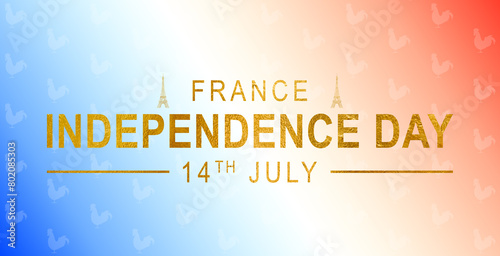 Vive la France! Greeting card design with text and fireworks for National day celebration in France. - Vector photo
