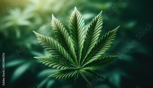 A close-up image of a marijuana cannabis leaf. photo
