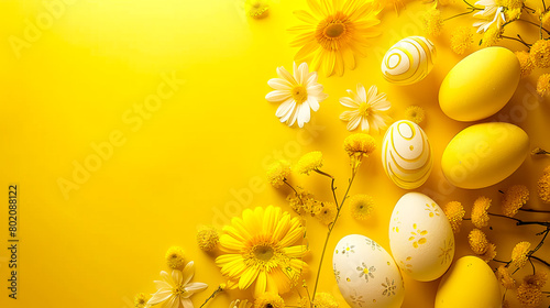 Sunny Yellow Easter Greeting Background with Frame
