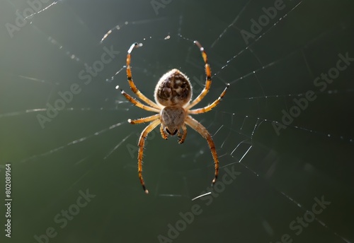 A spider rests in its web, its legs twitching, generative AI © Zohaib