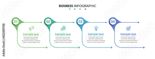 Business infographic design template with 4 options, steps or processes. Can be used for workflow layout, diagram, annual report, web design	