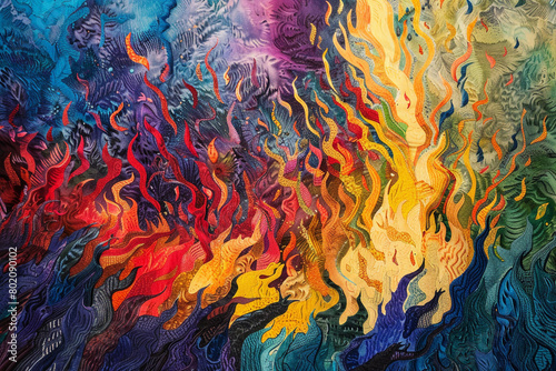 The crackling flames paint a vibrant tapestry