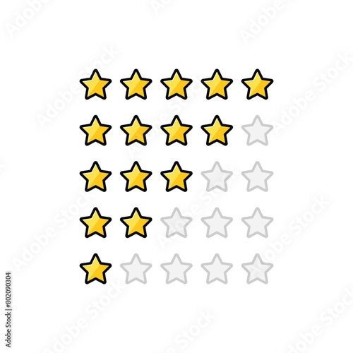 Review rating stars 5 to 1. Vector illustration