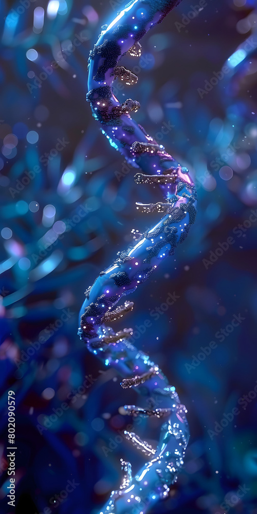 Título DNA Helix em um Fundo Azul Brilhante Título DNA Helix em um Fundo Azul Brilhante