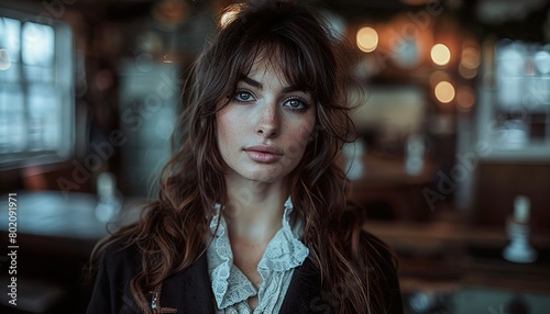 portrait of a woman in cafe