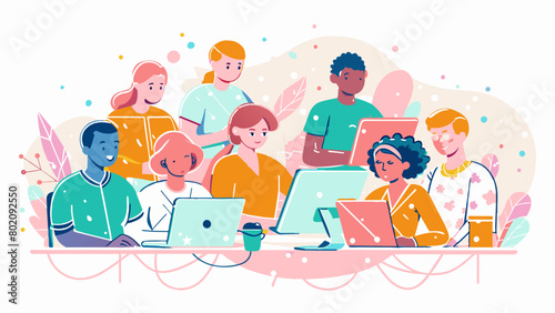 Diverse Team of Creative Professionals Engaged in Collaborative Work