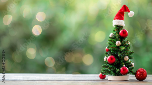 Christmas tree figure with Santa hat and Christmas ball