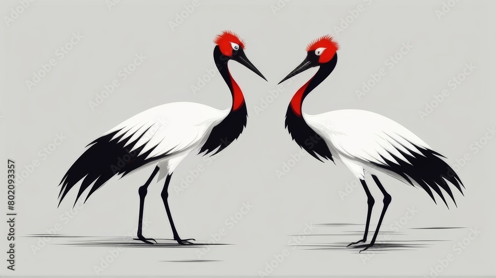 Obraz premium Redcrowned Crane minimalist logo