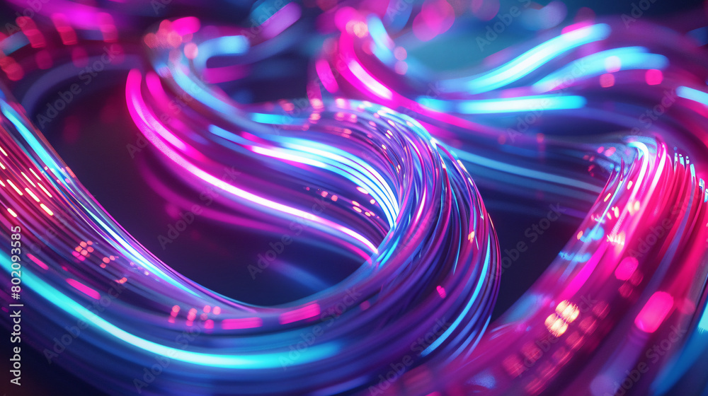 Neon cables tangled together, photographed from a macro angle Neon cables tangled together, photographed from a macro angle