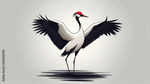 Redcrowned Crane minimalist logo