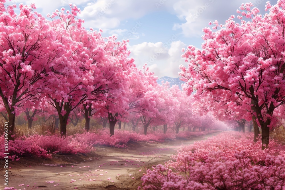 A Pink Forest Painting With Abundant Trees A Pink Forest Painting With Abundant Trees
