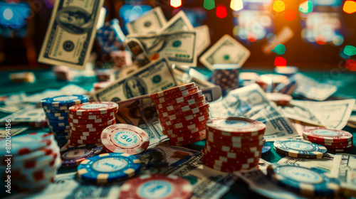 Casino Wealth Explosion in Freeze-Frame Photography 