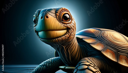 a turtle in a portrait style