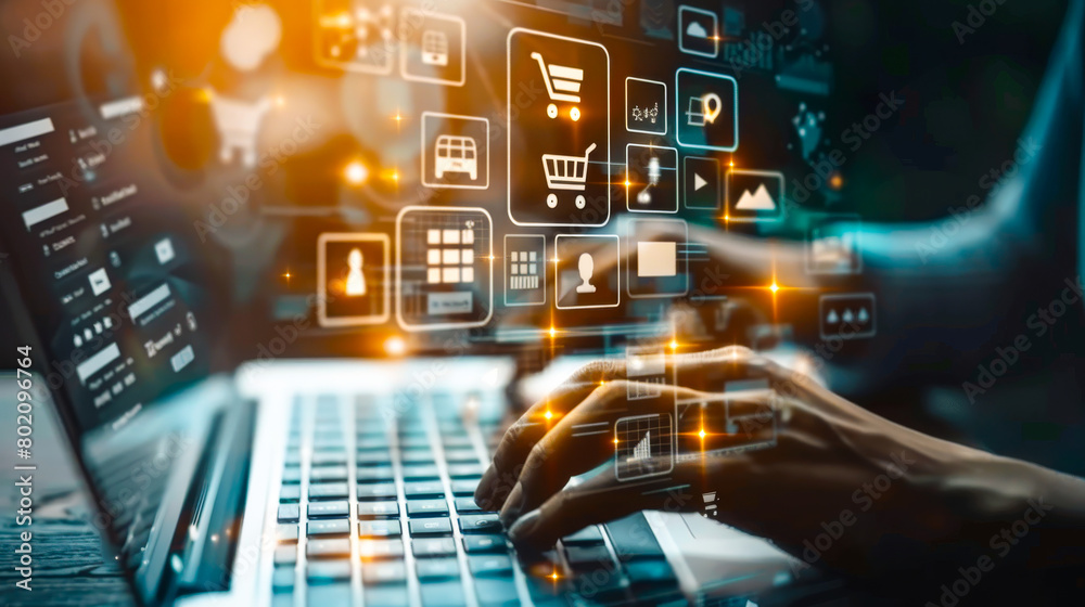 Online Shopping and Digital Media Marketing Tools Illustration
Online Shopping and Digital Media Marketing Tools Illustration