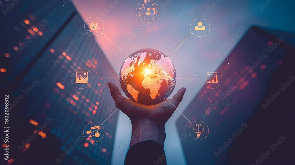 Obraz premium Visionary Global Business and Technology Innovations Powering Sustainable Progress and Interconnected Growth