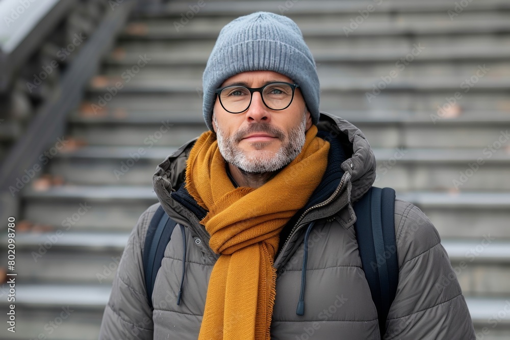 Man Wearing Beanie and Scarf Man Wearing Beanie and Scarf
