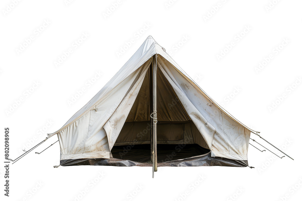 The tent is a large white canvas tent with a peaked roof on a transparent background The tent is a large white canvas tent with a peaked roof on a transparent background