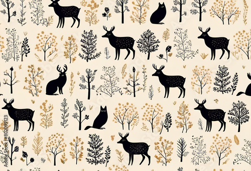 A close up of a bunch of animals in a forest 

