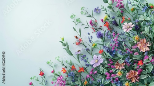 Banner background for a creative floral concept showcases a bouquet of vibrant  wildflowers in a whimsical arrangement  Sharpen banner background concept 3D with copy space