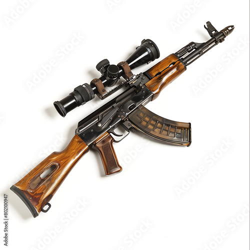 Rifle isolated white background, a high-precision weapon that challenges the stability and skill