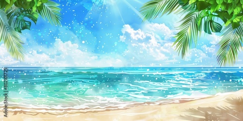 Summer Beach Banner Background Illustration Generative AI