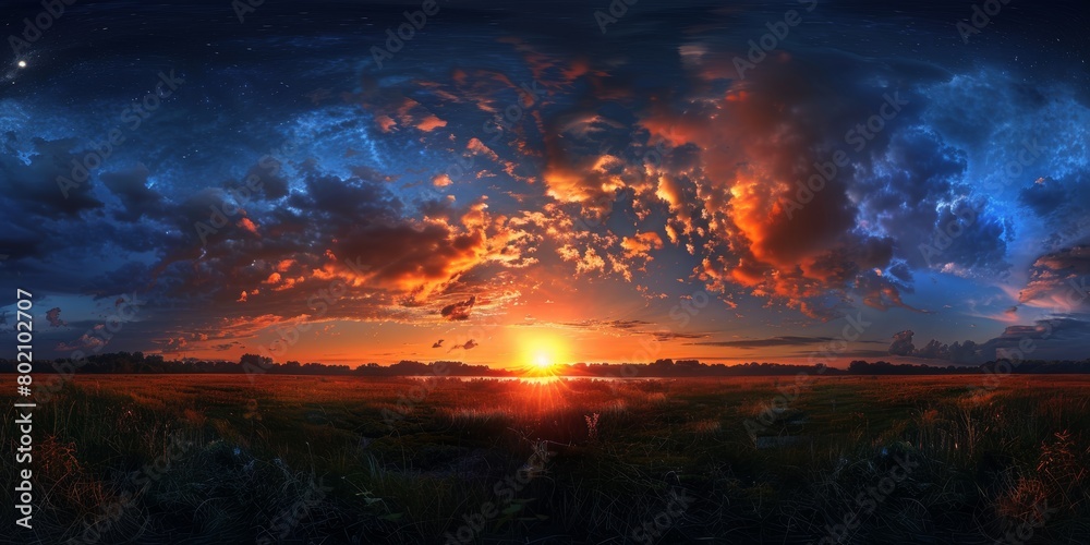 Vibrant Sunset Panorama Generative AI