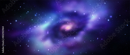 Space vector background with realistic nebula and shining stars. Magic colorful galaxy with stardust