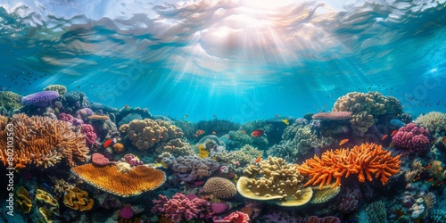 Vibrant Coral Reef Scene with Underwater Serenity Generative AI