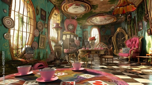 Surreal Alice in Wonderland Tea Party Room