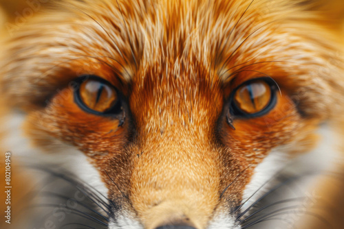 A fox cub's eyes in sharp focus