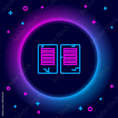 Glowing neon line The commandments icon isolated on black background. Gods law concept. Colorful outline concept. Vector