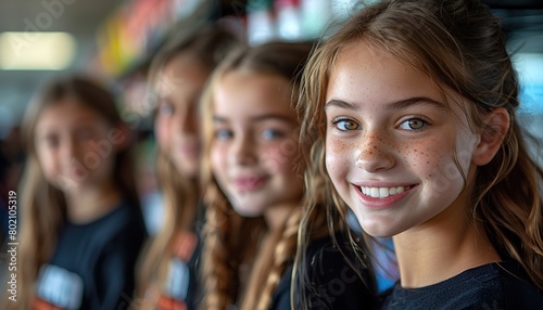 Group of young volunteers smiling happy standing at charity center.