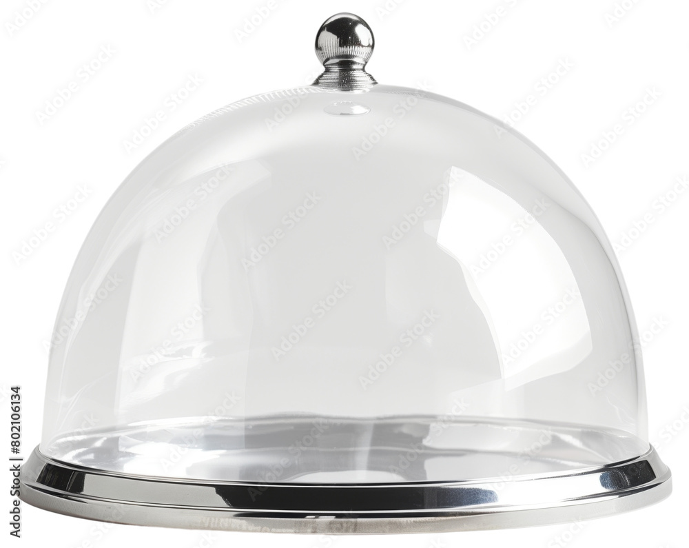 Shiny clear food cover dome with reflective stainless steel base. Shiny clear food cover dome with reflective stainless steel base.