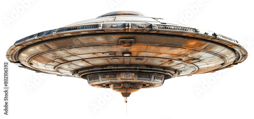 Detailed image of a futuristic spaceship isolated on a white background photo