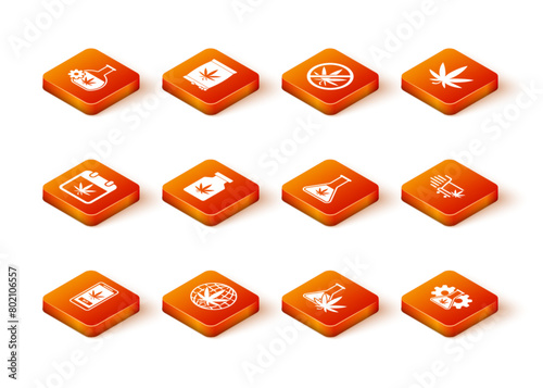Set Online buying marijuana, Legalize, Calendar and, Medical bottle with, Test tube, and Shopping cart icon. Vector