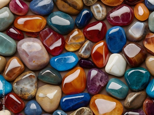 Close-up view of multicolored sea pebbles background, wallpaper