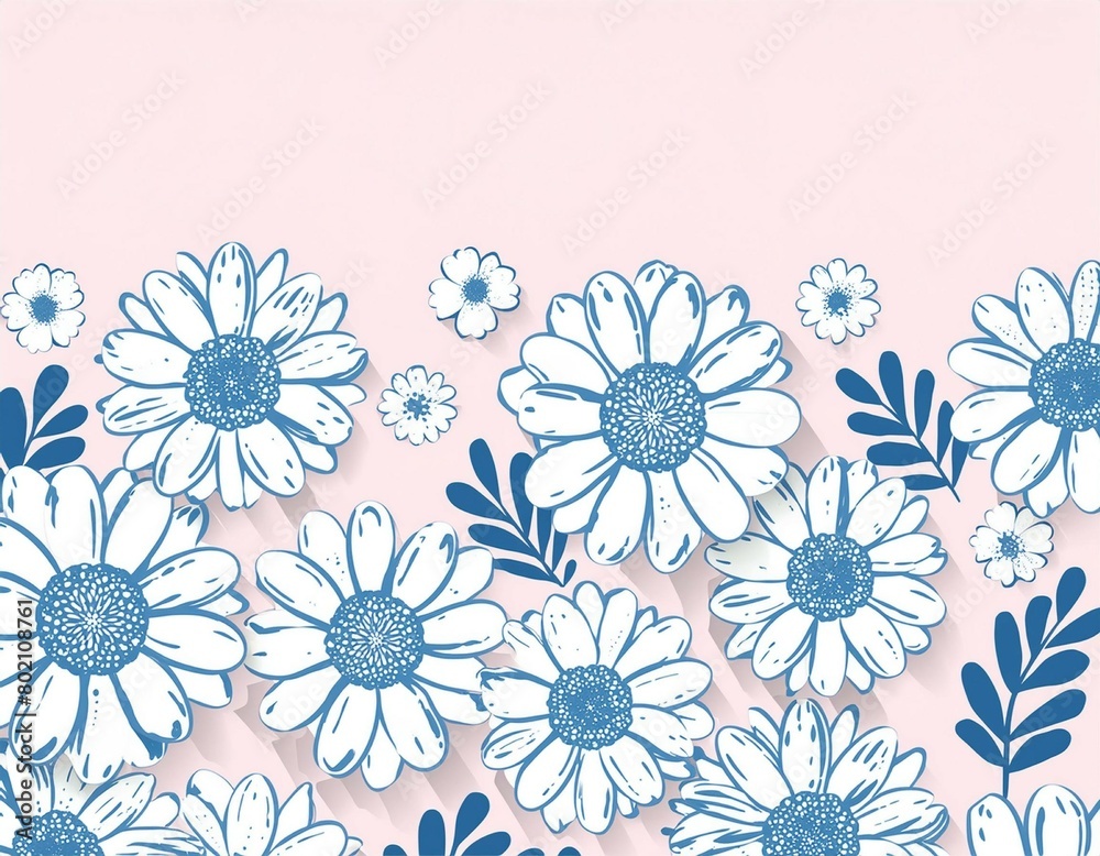 Minimal styled concept. White daisy chamomile flowers on pale pink background. Creative lifestyle, summer, spring concept. Copy space, flat lay, top view. Minimal styled concept. White daisy chamomile flowers on pale pink background. Creative lifestyle, summer, spring concept. Copy space, flat lay, top view.