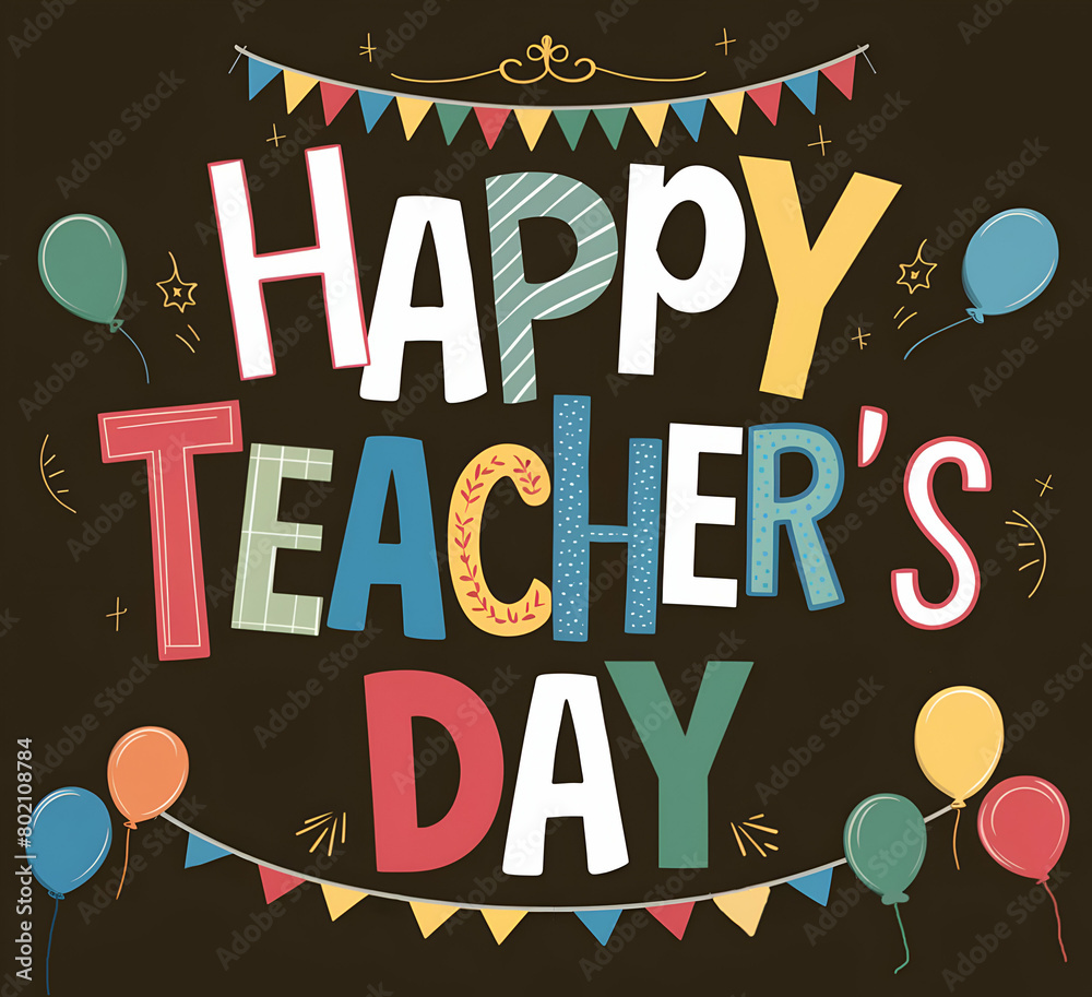 Naklejka premium happy teacher's day