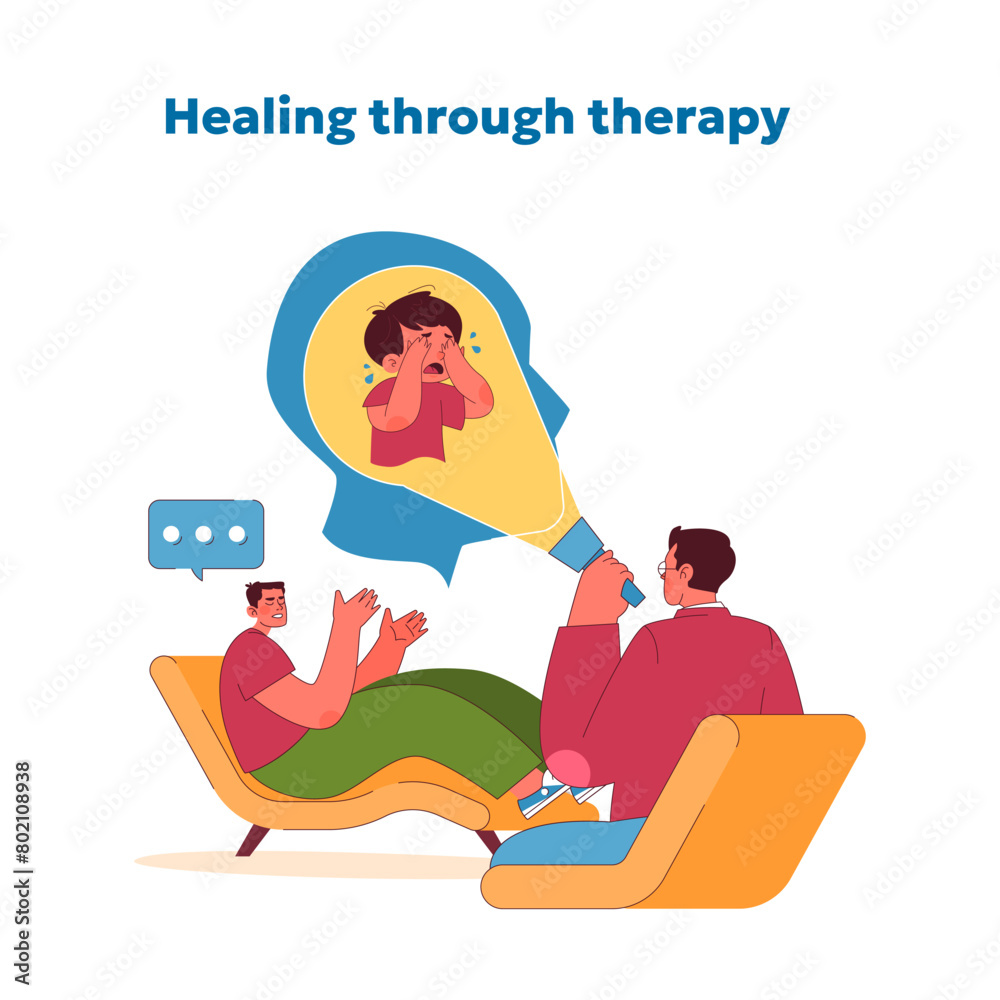 Therapy dialogue concept. Vector illustration