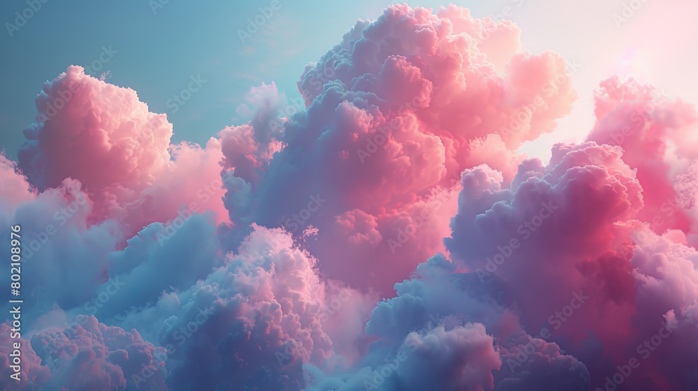 The sky is filled with pink clouds, creating a serene and peaceful atmosphere