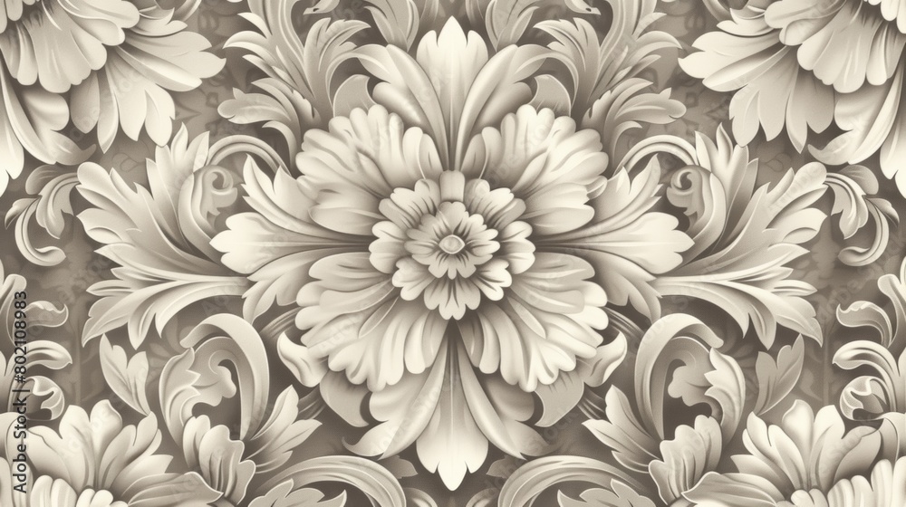 custom made wallpaper toronto digitalAn illustration of a vintage wallpaper with a floral damask pattern, capturing the elegance of a bygone era.