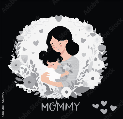 Happy mothers day  vector gray and white 