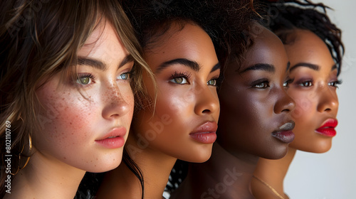 Diverse Women Radiate Confidence and Unique Style in Permanent Makeup Studio Portrait