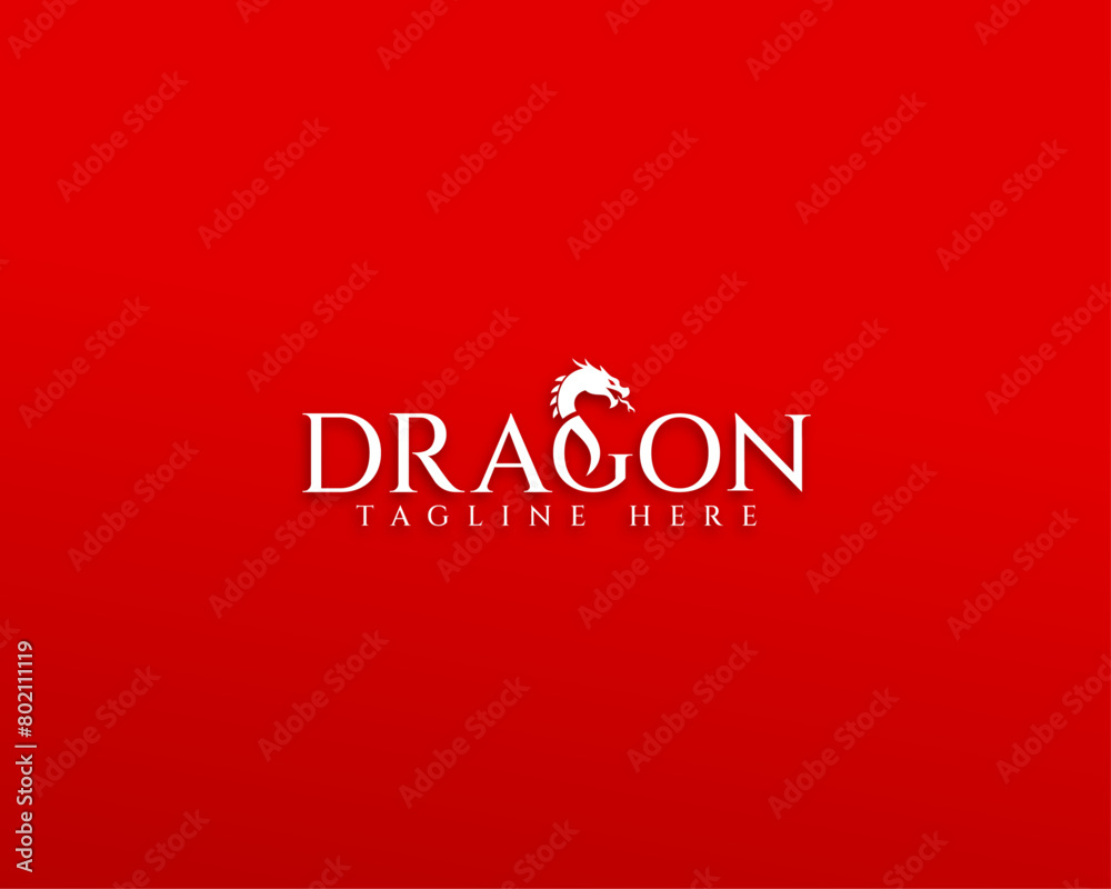 Chinese dragon logo with red background