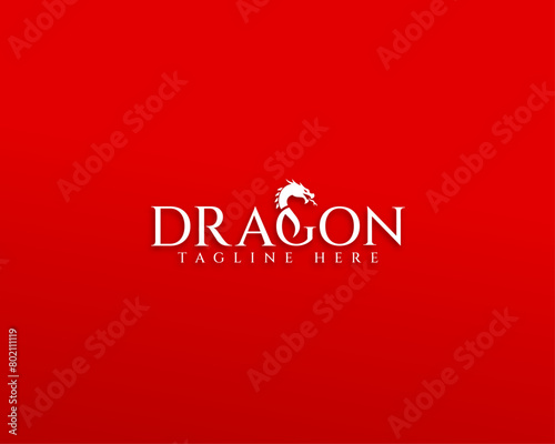 Chinese dragon logo with red background © nshoaibk123
